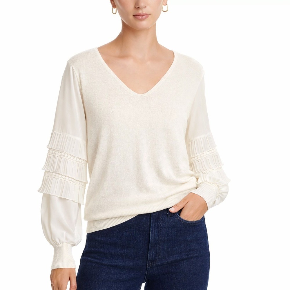 Sioni Milano Pullover‎ Sweater Romantic Feminine Tiered Sleeve Knit Womens Small